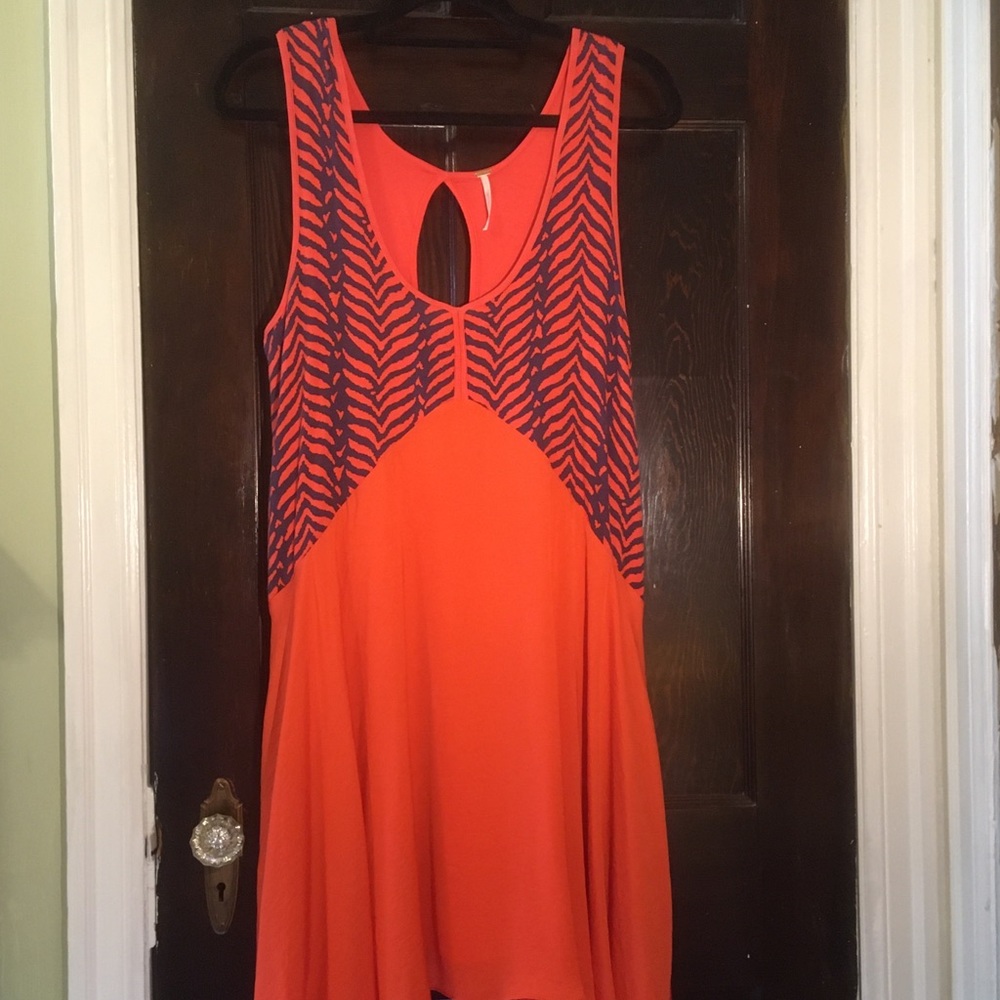 Free People orange print summer Swing dress
